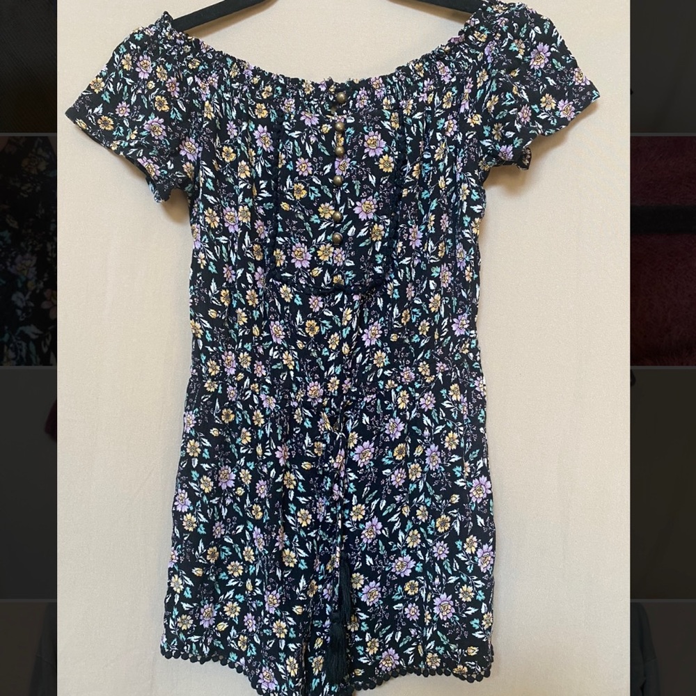 Kohls (rewind) black pastel floral romper